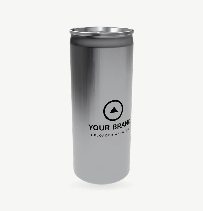 A slim 250 ml aluminium can with brand artwork