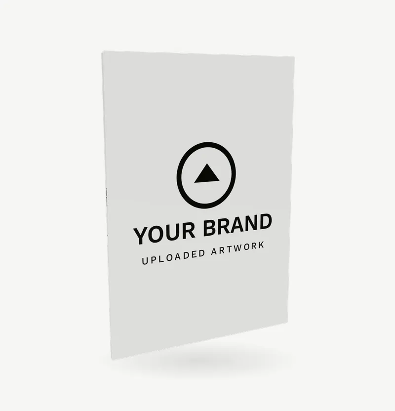 An A4 paperback with brand artwork