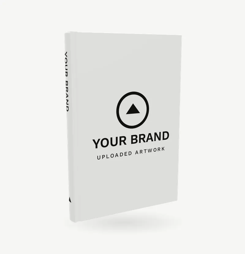 A hardcover book with brand artwork