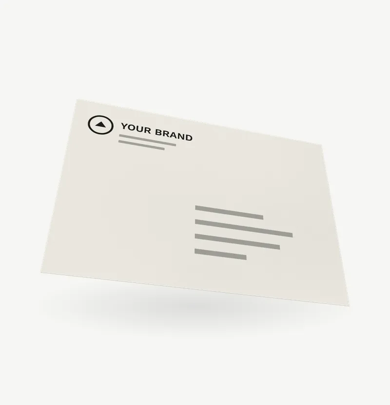 A white C5 envelope with brand artwork