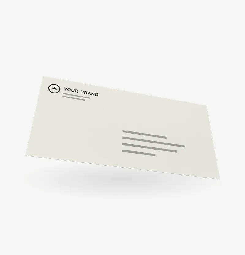 A white DL envelope with brand artwork