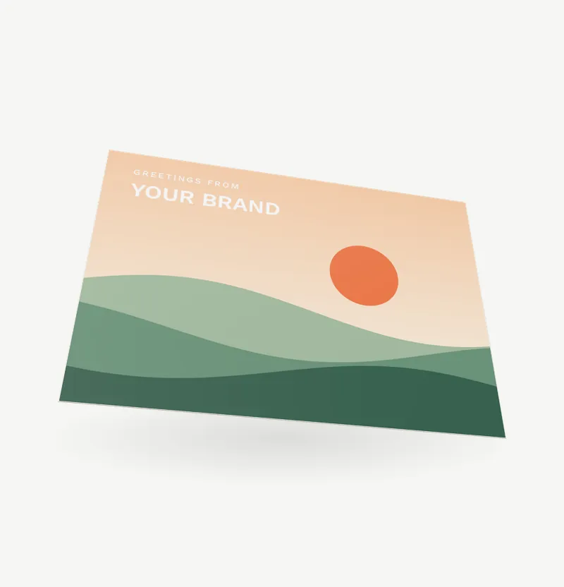 An A5 card with a picture front and printed back